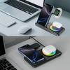 Q50D 4 in 1 Foldable Wireless Charger Dock 15W Fast Charging Station with RGB Ambient Light for Mobile Phone Apple Watch AirPods
