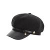 British Retro Belt Buckle Octagonal Hat Women's Autumn and Winter New Versatile Shell Shows Face Small PU Leather Brim Women's Newsboy Hat