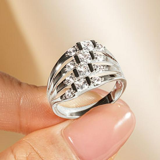 Women's Wide Band Micro-Paved Zircon Ring - Fashionable, Luxurious, Trending Statement Jewelry