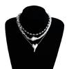 Contemporary Tiered Heart Necklace Alloy Beads And Pearls Collarbone Chain Adjustable Neckchain Party Jewelry