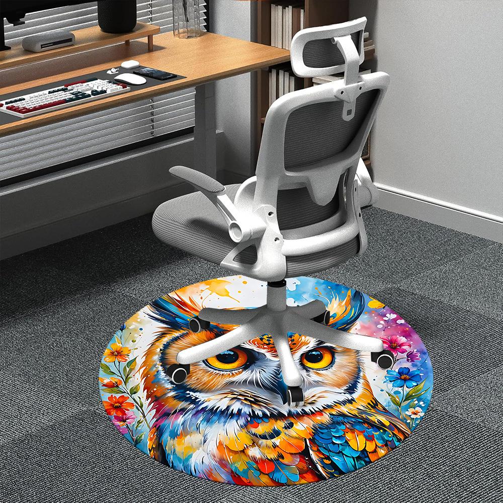 

1pc Owl Flowers Office Round Area Rug, Indoor Mat Suitable ForOffice, Under Office Chairs Bedroom Living Room Home Decor, Room Deco, n70 80cm