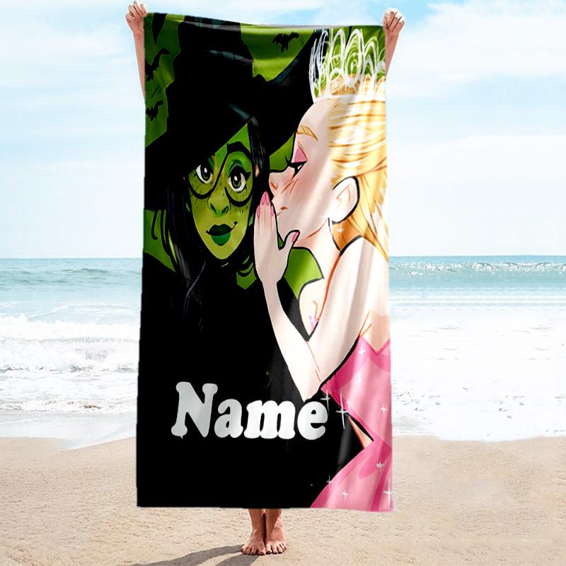 1PC Custom Name Witch whispers secrets princess. Beach Towel Highly Absorbent And Sand-Resistant Towel for Swimming, Pool, Yoga, And Travel Lightweigh