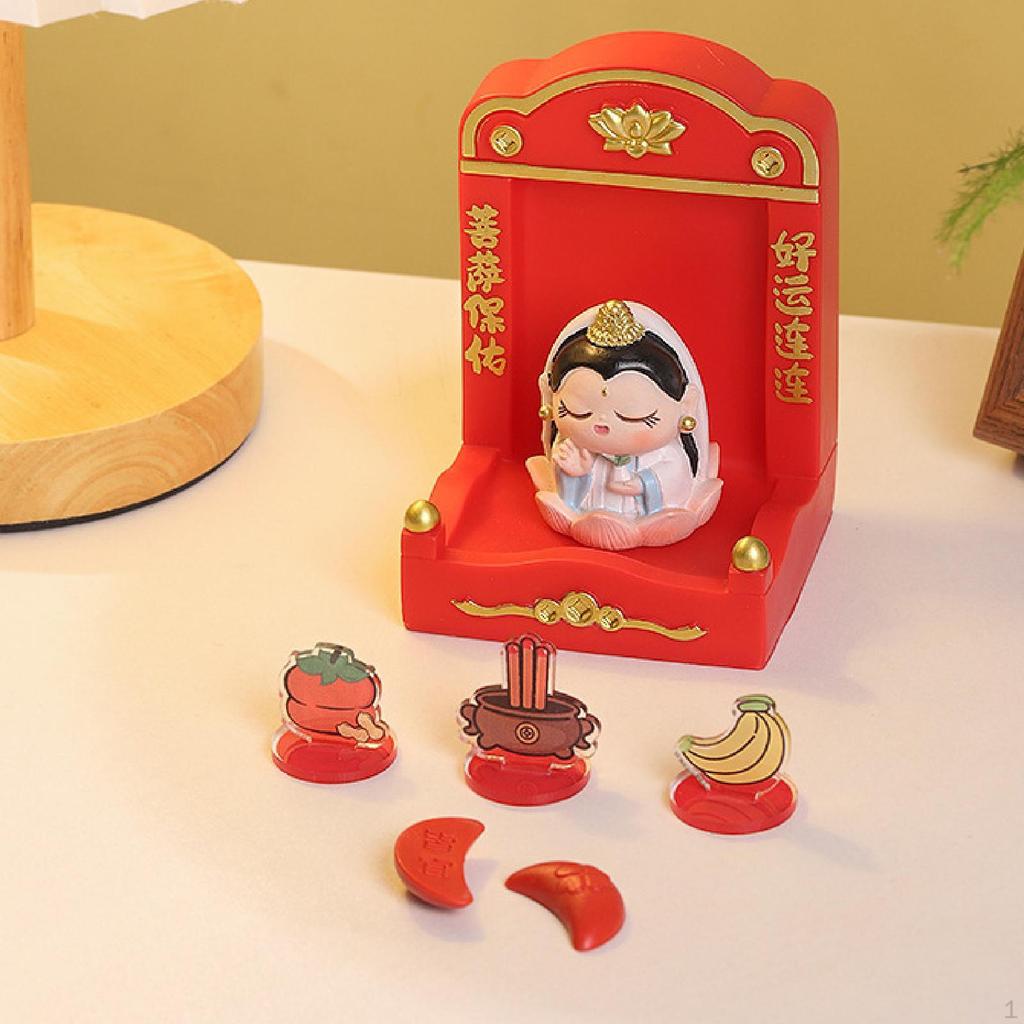 Chinese Deity Figurine with Altar for Spring Festival Tabletop Display