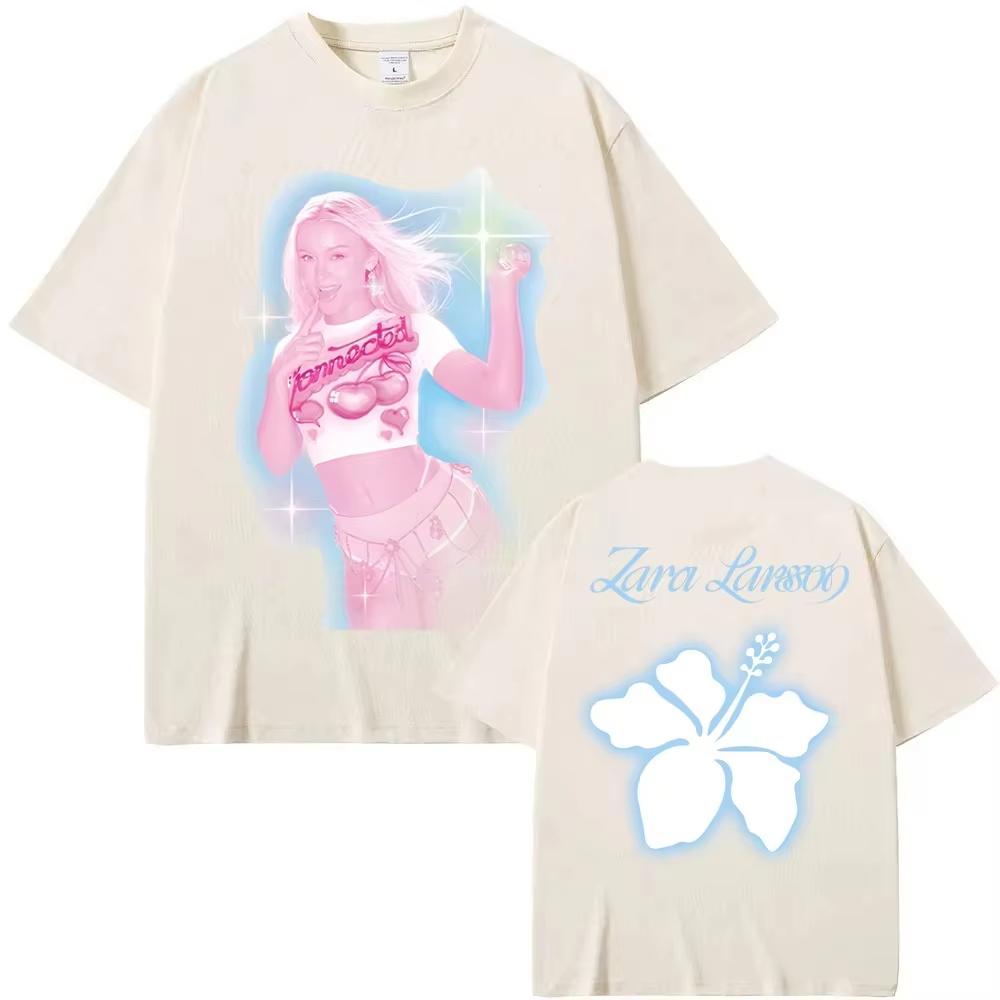 2026 Neues Zara Larsson "Sparkle Date" T-Shirt mit Rückenprint, Unisex Lässiges Baumwoll-Kurzarm-Rundhals-Musik-T-Shirt für Damen und Herren
