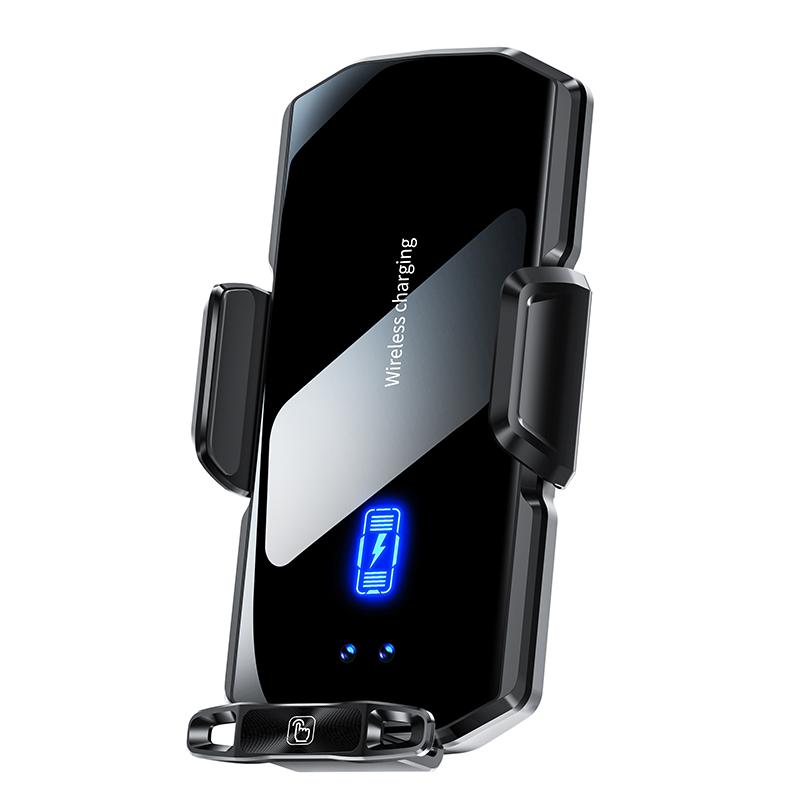 

Беспроводной держатель для телефона в автомобиль, подставка, быстрая зарядка 15 Вт, сенсорное управление, крепление для телефона на воздуховод, панель из закаленного стекла для iPhone Android чёрный