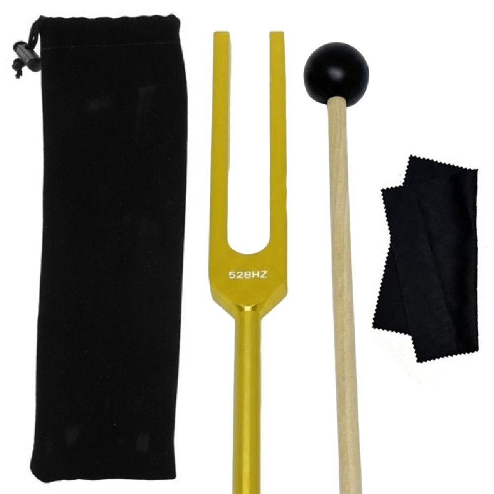 528Hz Tuning Fork Set Reliever Stress Portable Ear Cleaner and Vibration Tool Ergonomic with Storage Bag
