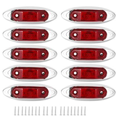 10pcs 3LED Side Marker Light Waterproof Dustproof Piranha Lamp for Truck Trailer LorryRed