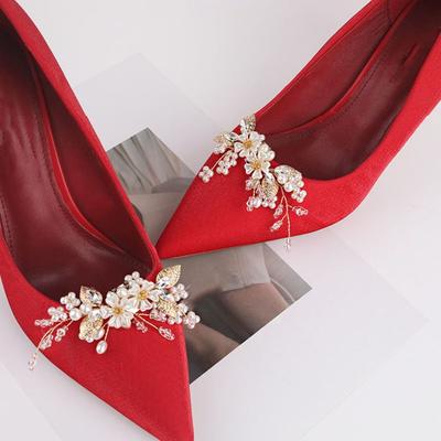 1Pair Detachable Wedding Shoes Accessories Rhinestone Pearl Beads High Heels Shoe Buckle Decoration Flower DIY Shoes Charms