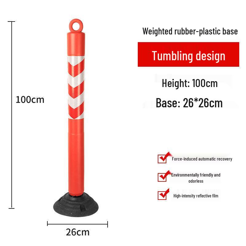 80cm Reflective Tumbler Warning Post - Removable Road Barrier Guardrail & Anti-collision Post
