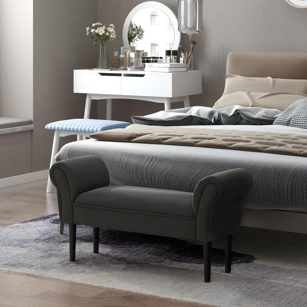 Bench, Bed Bench, Timeless Design, Soft Padding, Up To 130 Kg, Black, 102 X 36 X 51 Cm