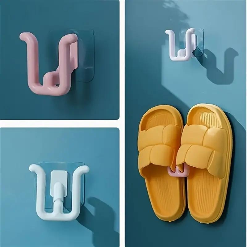 1/3 Pcs Bathroom Slipper Shelf Self-adhesive No Punching Wall Mounted One Piece Shoe Rack Space Saving Shelf Bathroom Hanging