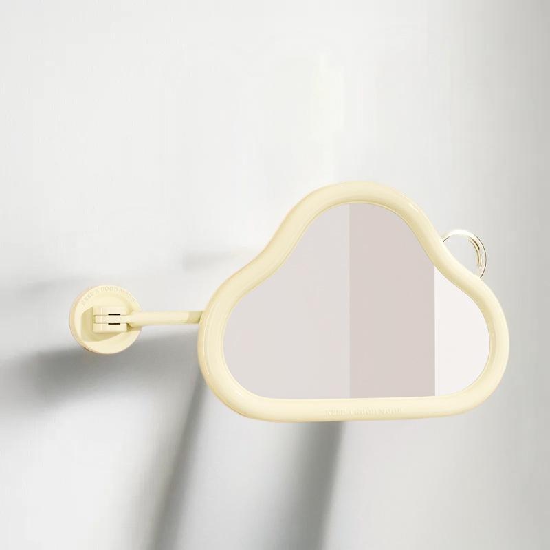 Wall-Mounted Foldable Mirror with Extending Arm – Self-Adhesive, No-Drill Installation for Bathroom and Makeup Use