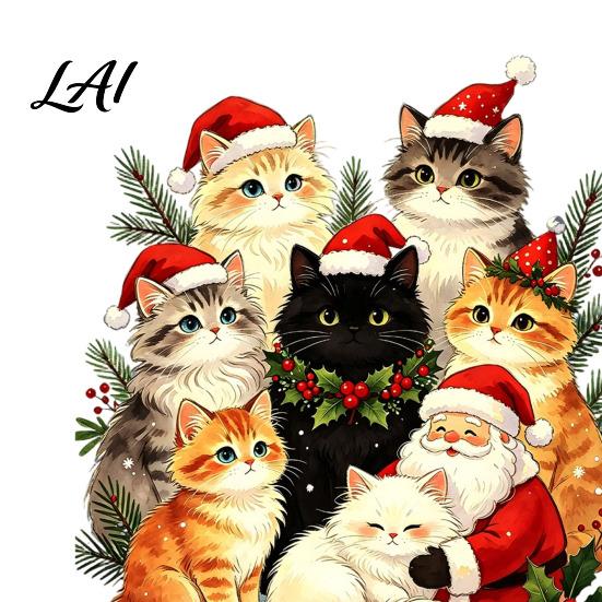 Christmas Window Clings Cat Static Cling Decal Waterproof PVC Festive Sticker Removable Decorations Easy Apply Decorative for Home Living