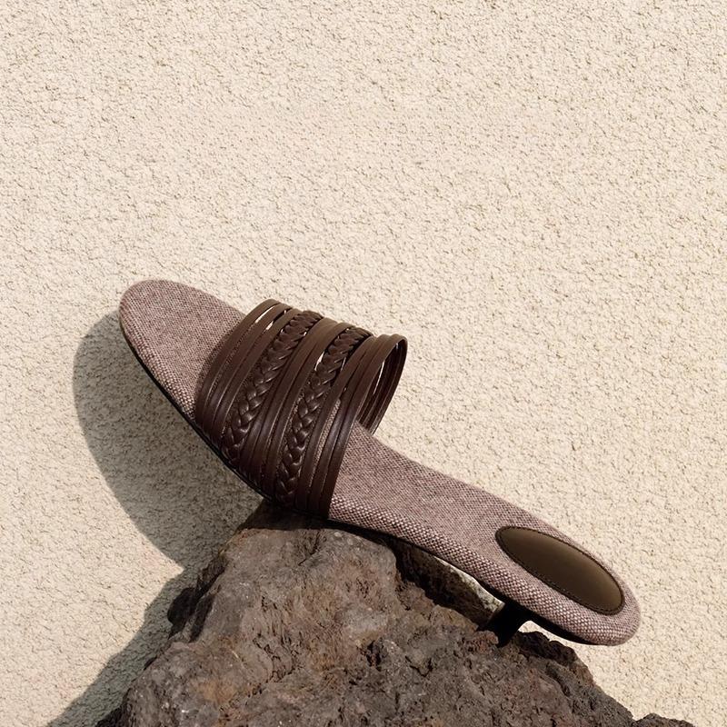 Fashion Women New Weave Slippers Heeled Sandals Summer Fashion Sexy High Heels Shoes 2025 Luxury Party Designer Woman Slingback Pumps