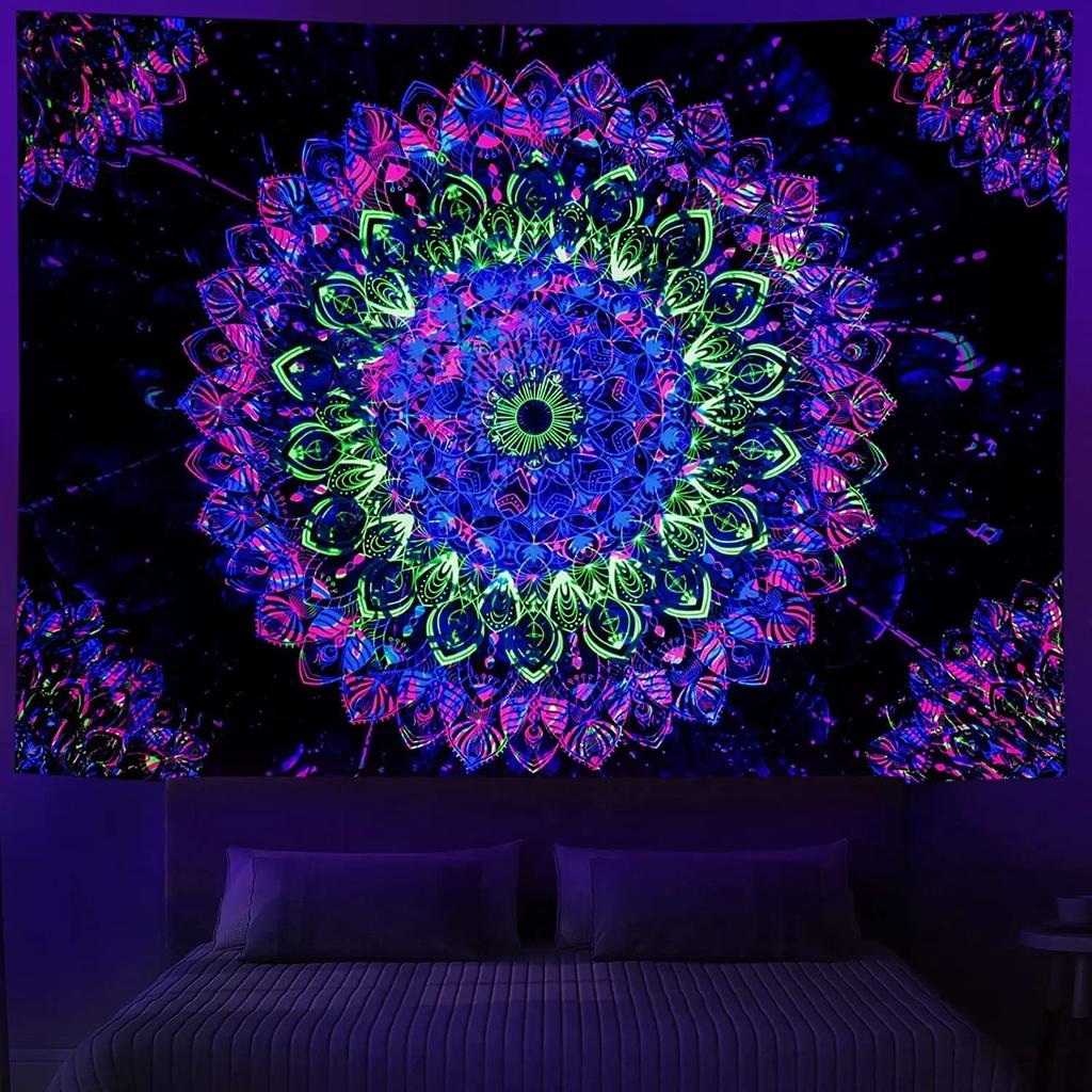 Fluorescent Tapestry Bohemian Indoor Decoration Requires Uv Light To Glow Yoga Meditation Wall Hanging Tapestry