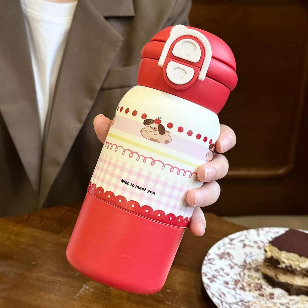 Kitten Thermos Cup: 2026 Stylish Insulated Straw Cup for Students - Cute, Portable, 316 Stainless Steel