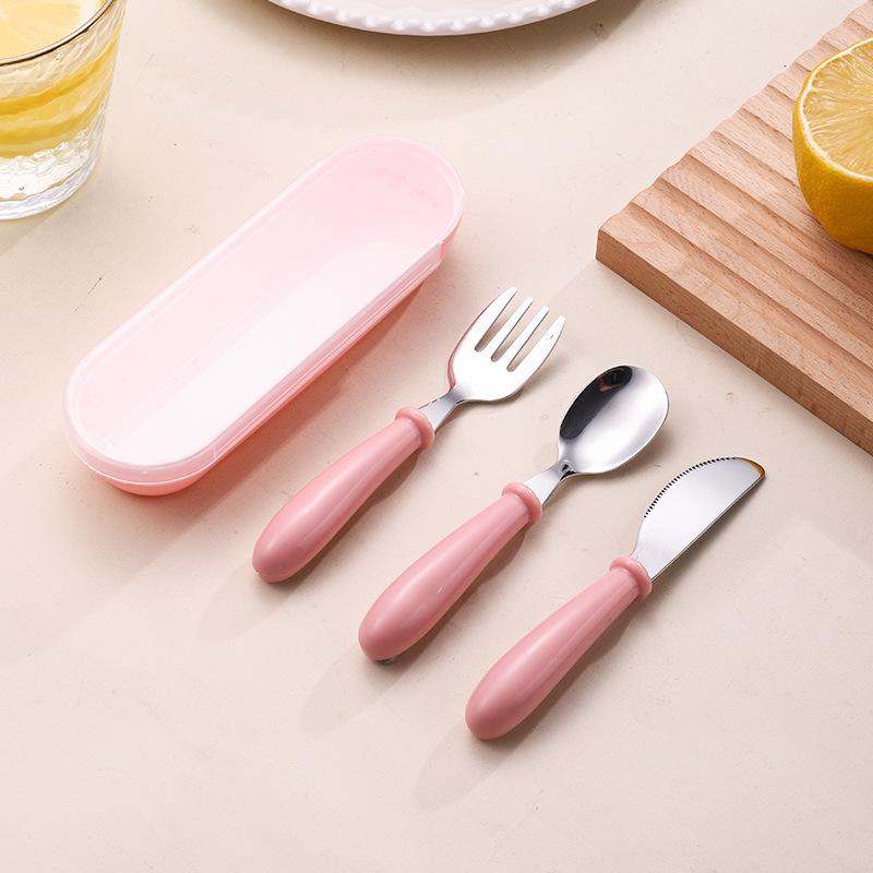 

Очаровательный детский набор столовых приборов из нержавеющей стали: Портативные нож, вилка и ложка для тренировки кормления
