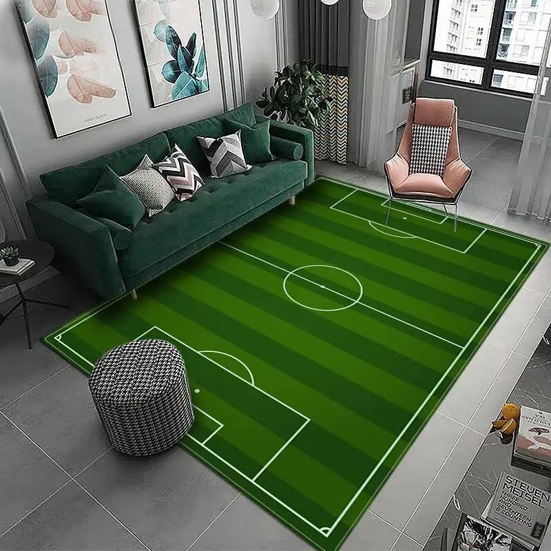 3D Football Field Carpet for Boys Room Bedroom Sofa Doormat Decor Kids Play Area Rug Carpet Non-slip Soft Floor Mat Polyester