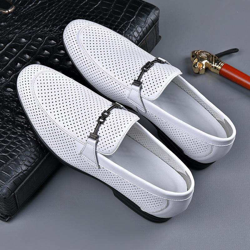 Leather men's shoes mesh breathable leather shoes men's classic casual small leather shoes one pedal lazy shoes men