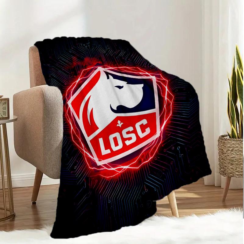 Lille Football Club Emblem Blanket Lightweight Ideal Bedding Blanket Perfect for Travel, Camping, Living Rooms, Offices, Sofas, Fan Christmas Gift