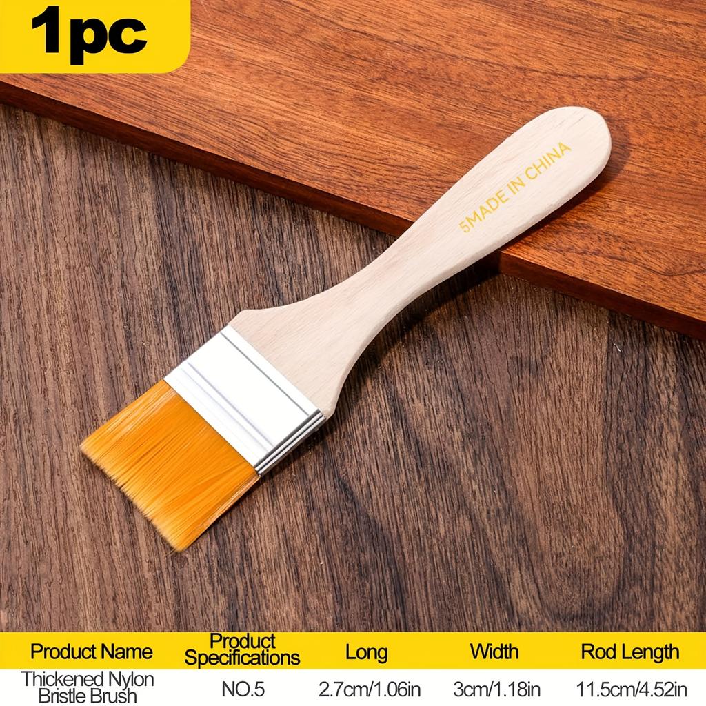 1pc Nylon Flat Brushes with Wooden Handles - High-Quality Oil Painting Brushes for Artistic Creations, Dust-Free & Easy to Clean