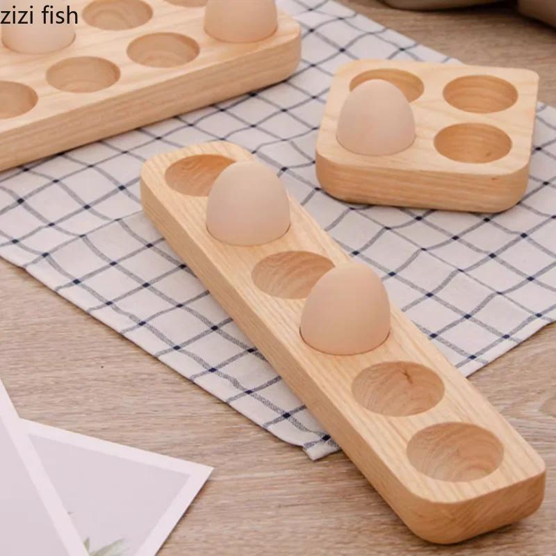 Solid Wood Egg Tray Egg Storage Box Display Rack Storage Tray Kitchen Organizer Dessert Plate Snack Bowl Dim Sum Dish Egg Rack