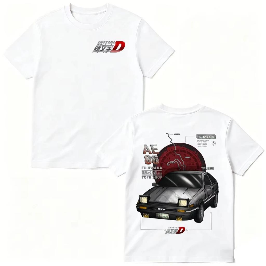 Anime Initial D AE86 Racing Car T-shirt Takumi Fujiwara Tofu Shop Men's Women Fashion T-shirts Casual Loose Short Sleeves T Shirt