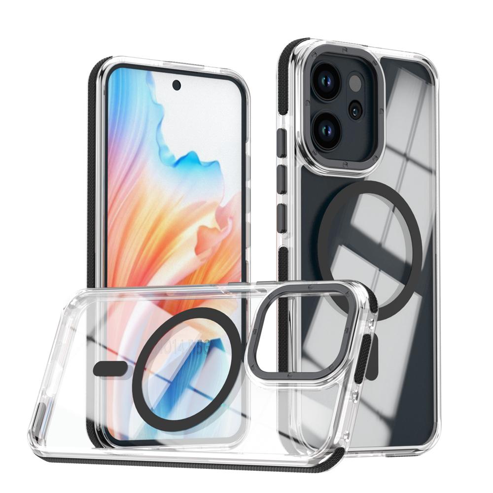 KEYSION HD Transparent Magnetic Case for MagSafe for OPPO Reno 14 F 5G 13 F 4G 12 F 5G Clear Shockproof Phone Back Cover