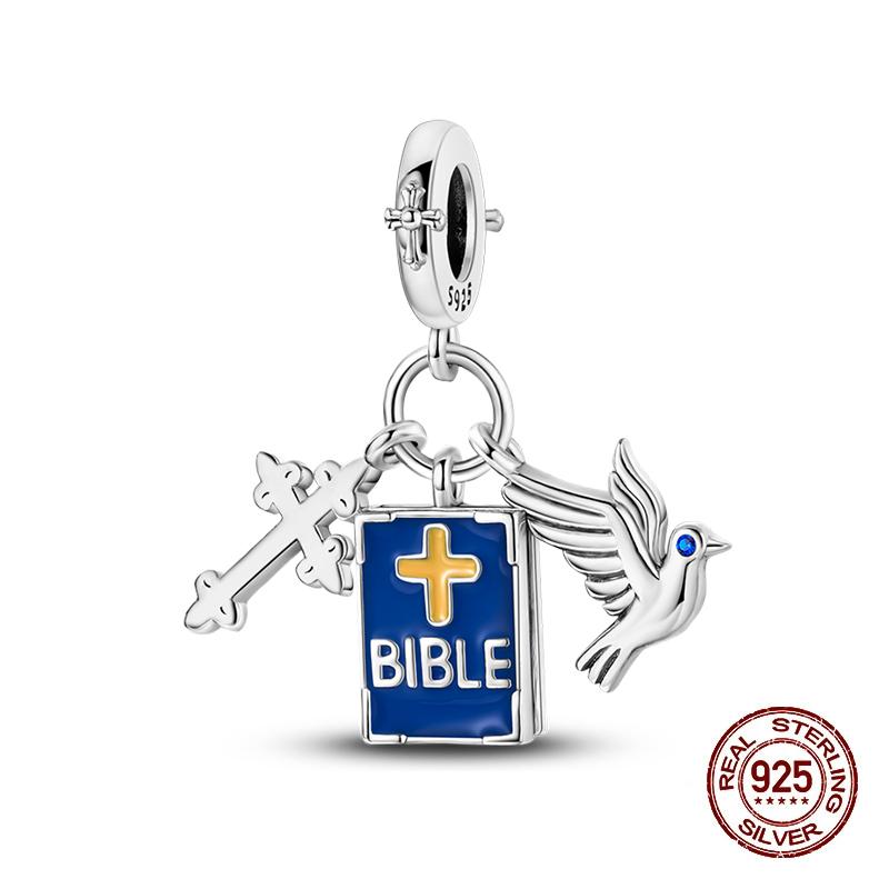 New Copper Color Angel Prayer Cross Bible Series Charms Beads Fit 3Mm Original Bracelets Diy Easter Jewelry Gifts