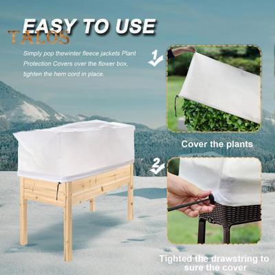 Rectangular Planter Cold-proof Cover Plant Anti-Frost Covers with Drawstring Thickened Reusable Plant Winter Shield for Balcony Flower Box