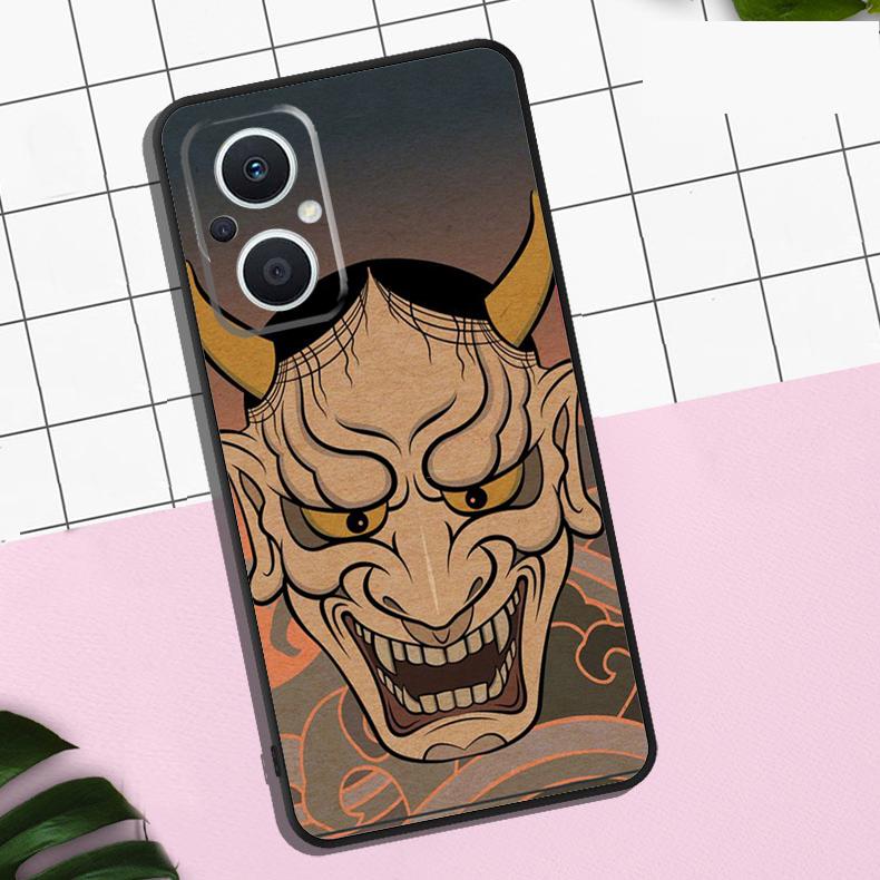 Samurai Oni Mask Case For OPPO Reno 11 12 13 F 8T 7 8 10 Pro OPPO Find X8 Pro X3 X6 Pro X5 Lite Cover Coque