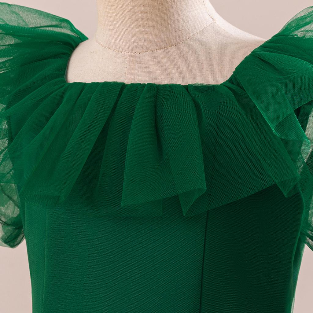 Flower Girl Princess Dress For Weddings Summer Kid Formal Bow Long Gown For School Evening Party Children New Year Cloth LP-523