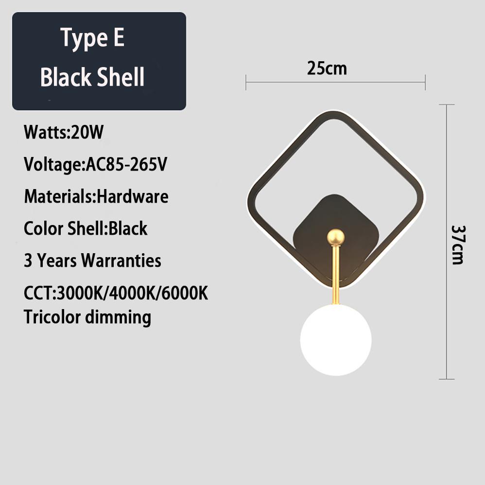 

Светодиодный настенный светильник для помещений AC85-265V 5 типов, черный, золотой корпус, современная простота, настенные светильники для помещений с высокой яркостью светодиодного освещения Pure White 6000K