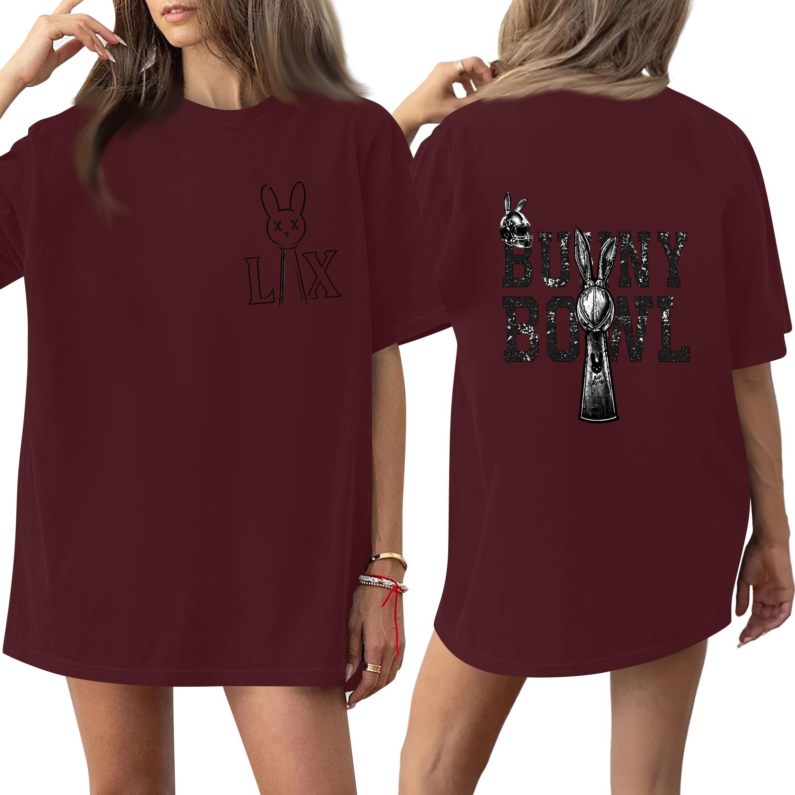 Women s short-sleeved fashionable casual everyday trendy letter print short-sleeved shirt M винный