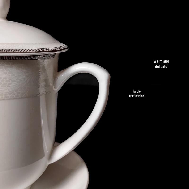 Zhongjingtang Bone China Lidded Tea Cup with Saucer