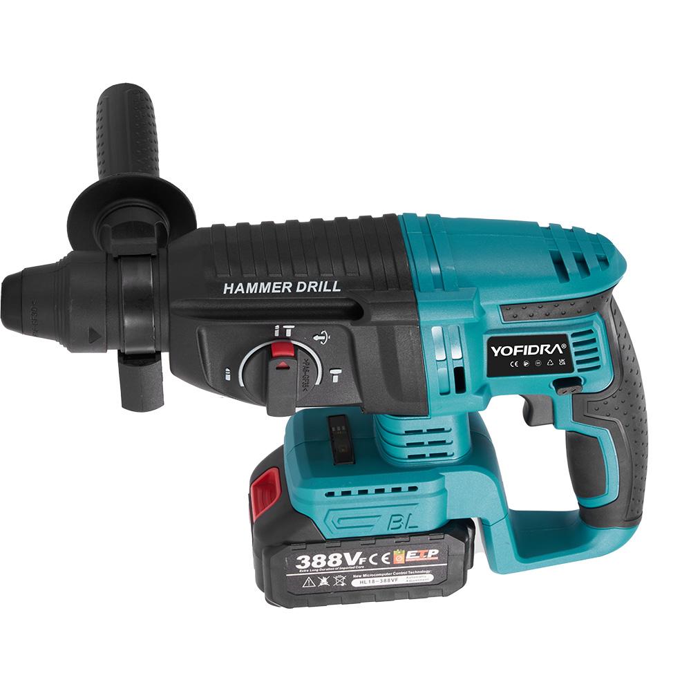 Yofidra 26MM Brushless Electric Hammer Drill Multifunctional Rotary Cordless Rechargeable Power Tools For 21V 18V Battery