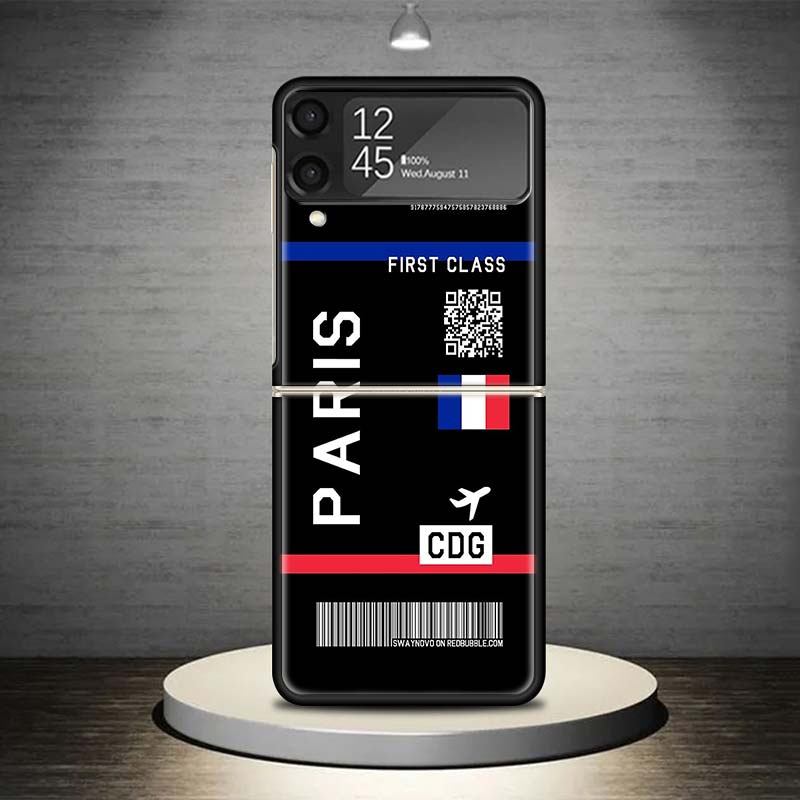 Airline Ticket Barcode Phone Case For Samsung Galaxy Z Flip 7 6 5 4 3 5G Shockproof Cover Z Flip7 Flip6 ZFlip5 Flip3 Flip4 Luxur