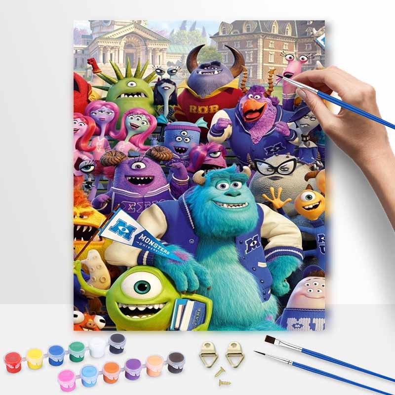 Disney Monsters University oil painting by numbers art kit. handmade diy painting home decoration gifts 20x30cm