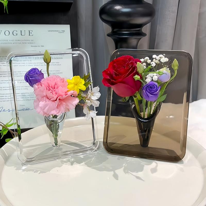 Acrylic Photo Frame Vase Modern Hydroponic Flower Vase Desktop Plant Holder Ornament Home Gift Wedding Table Center Decor