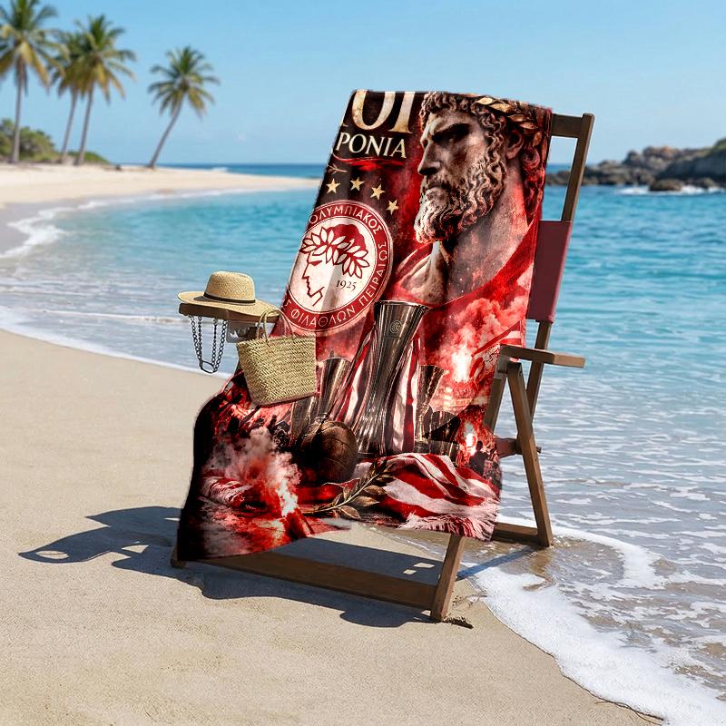 Olympiacos Fc Fashion Beach Towel: Ideal for Summer Adventures Soft, absorbent and quick drying suitable for swimming and bathing