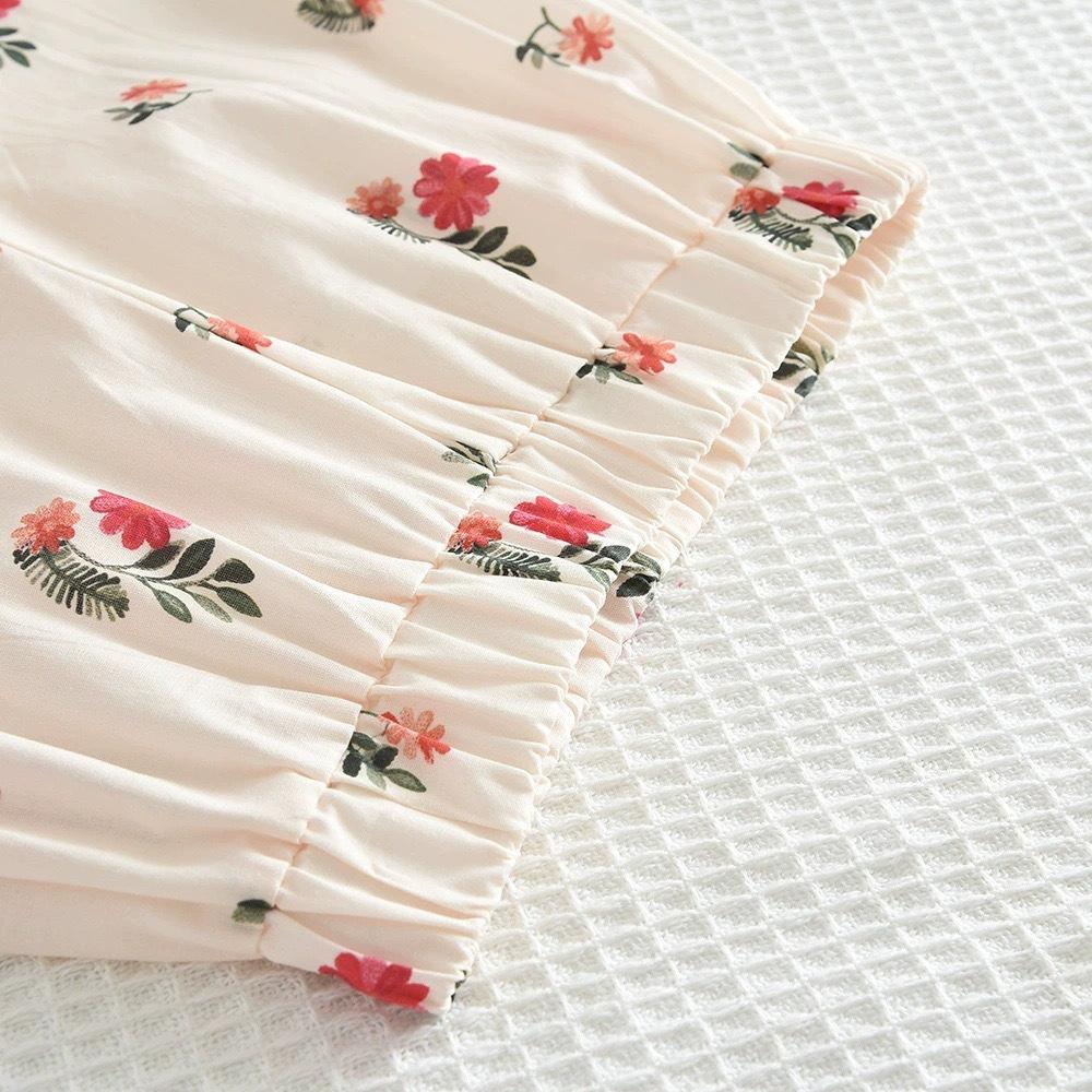 Girls Summer Floral Camisole And Wide Leg Pants Set Casual Comfortable Two Piece Outfit For Kids