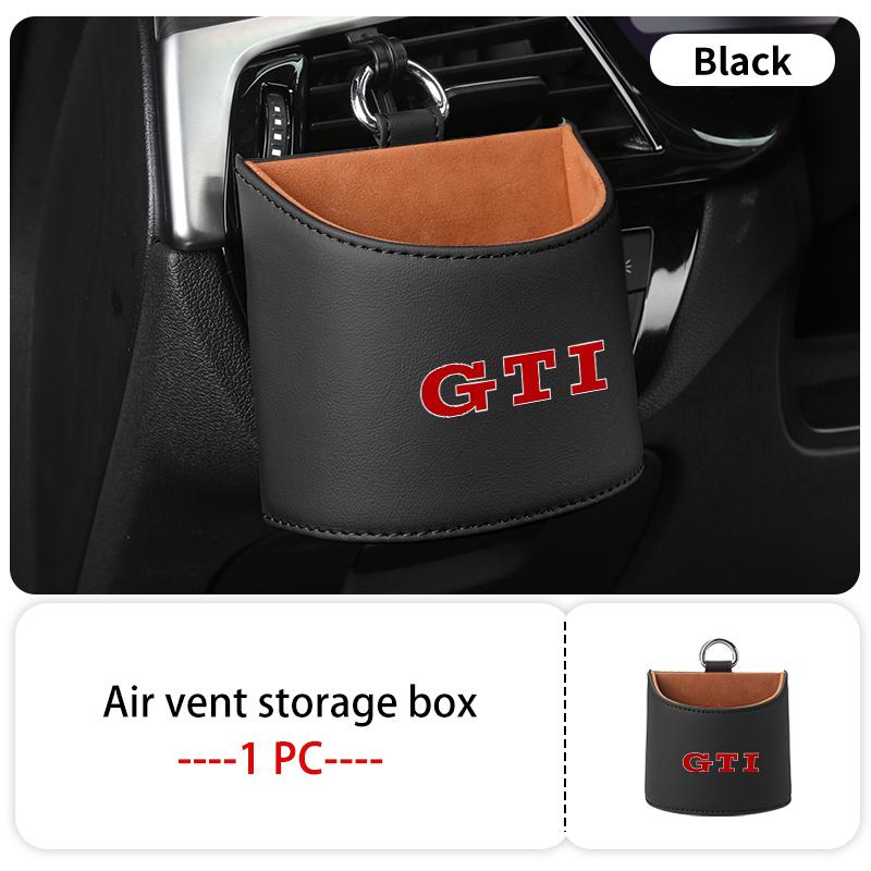 WET1 Car Air Vent Pocket Storage Box Nappa Leather Vent Hanging Organizer For Volkswagen VW Golf 4 5 6 7 Polo Jetta Sagitar Magotan