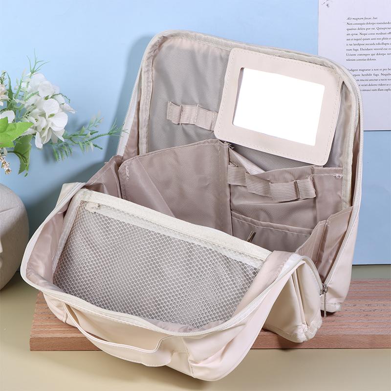 Tragbare Stehende Kosmetiktasche Große Kapazität Reisehandtasche Damen-Organizer Einfache Stifttasche Business-Stil Pu-Material