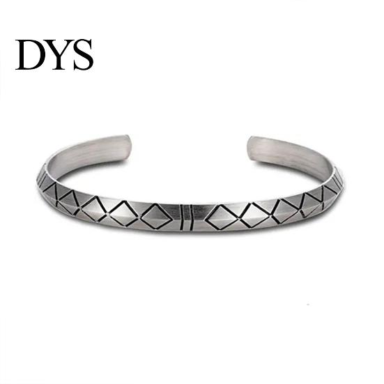 Men Bracelet Opening Adjustable Silver Color Twist Boho Wrist Decoration Easy to Wear Fish Letter Curved Sleeve Jewelry