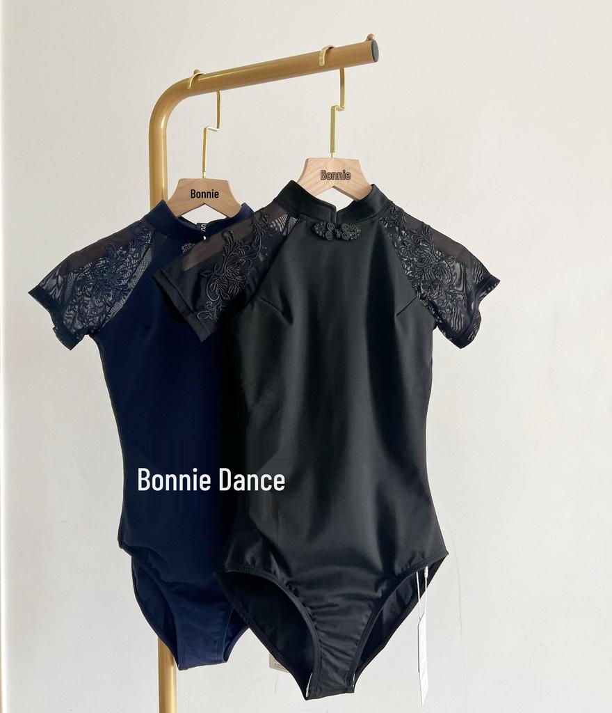 Bonnie Damen Kurzarm Ballett-Trikot - Chinesischer Stehkragen Tanzbekleidung für Erwachsene Gymnastik und Training