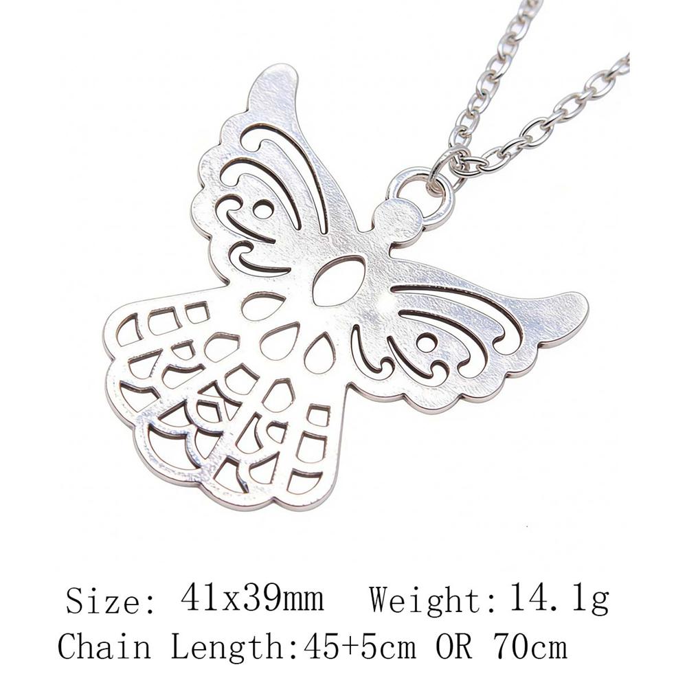 Vintage Angel Wing Pendant Necklace Alloy Feather Guardian Charm Necklaces Blessing Jewelry Gift For Making
