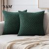 Durable Washable Hidden Zipper Shams Bohemian Corduroy Throw Pillow Cover, Soft Solid Color Decorative Cushion Case, Easy Clean Removable Protectors
