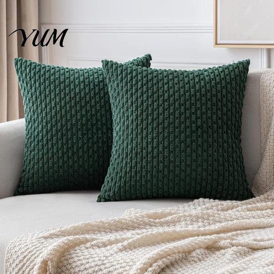 Durable Washable Hidden Zipper Shams Bohemian Corduroy Throw Pillow Cover, Soft Solid Color Decorative Cushion Case, Easy Clean Removable Protectors