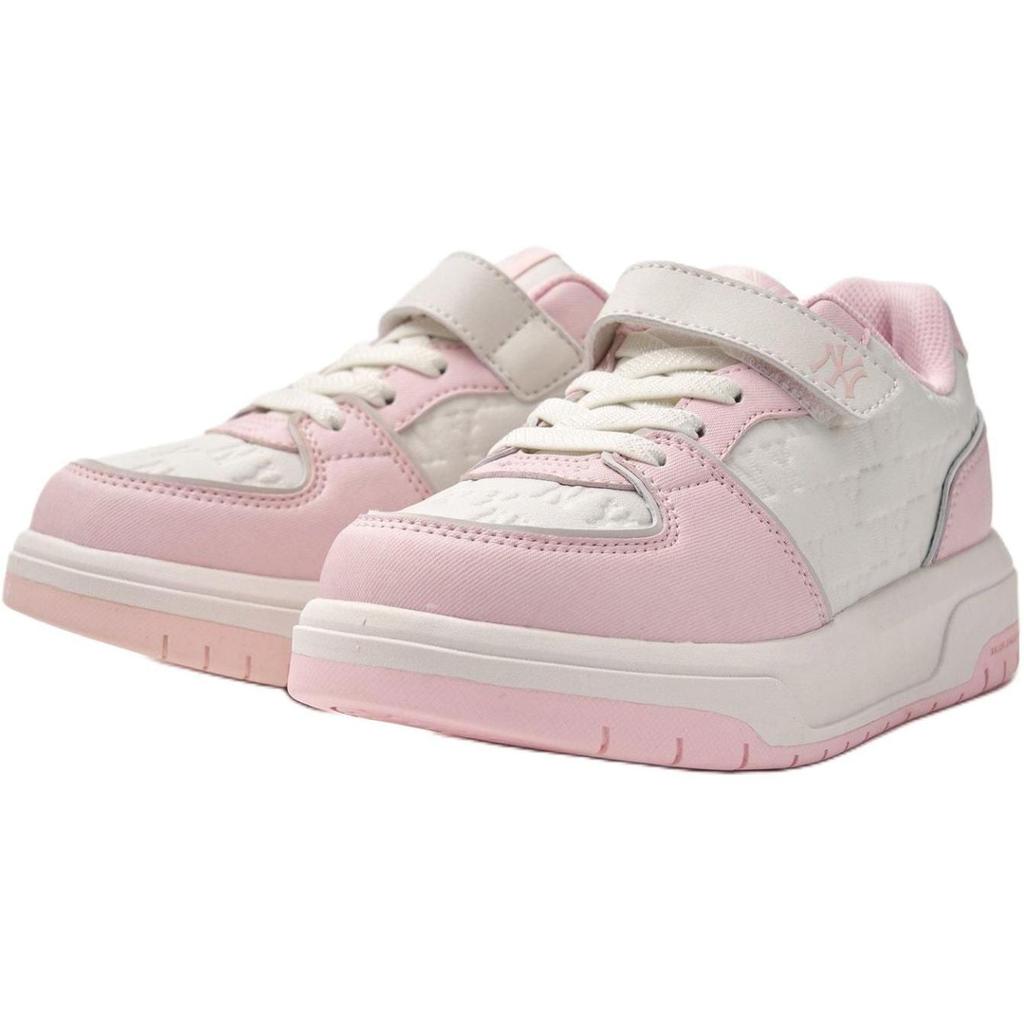 MLB New York Yankees Synthetic Leather Breathable Low top Kids' Skateboarding Shoes Pink White 7ASXJM05N-50PKL
