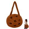 Schokoladenkeks Tragetasche Flauschiger Brauner Keks Umhängetasche Mit Reißverschluss Runde Plüsch Handtasche für Frauen Arbeit Reisen Straße Date
